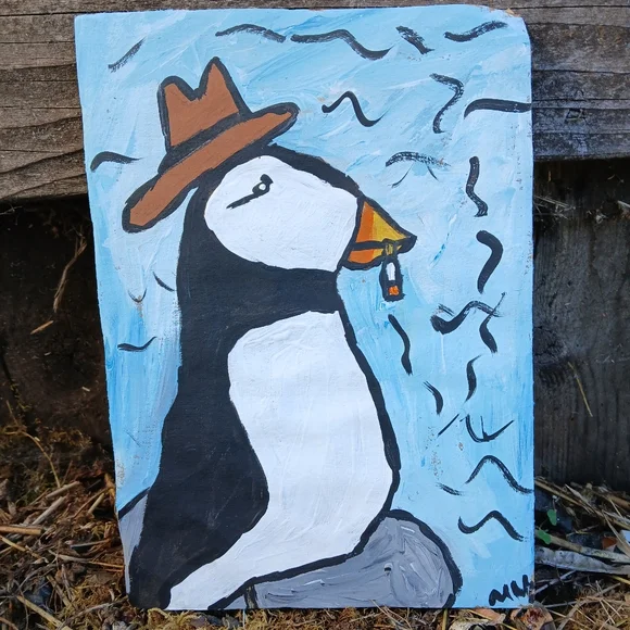 Puffin Painting On Cardboard - Picture 12 of 12